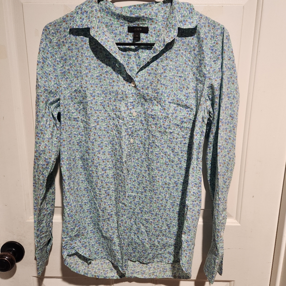 J. Crew Flowerpatch Popover Button Front Long Sle… - image 6